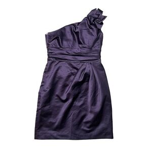 David’s Bridal Purple Satin One Shoulder Short Evening Dress - Size 10